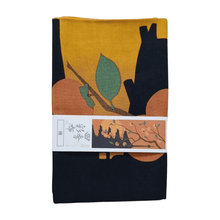 Load image into Gallery viewer, Japanese textile wall-art hanging with autumn pattern (Kaki Persimmons and five-story pagoda )