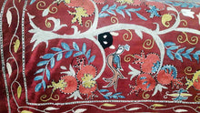 Load image into Gallery viewer, Suzani hand-embroidered silk fabric - red