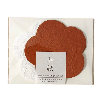 Washi coaster with Ume plum flower pattern set (6 pieces)
