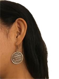 Igusa pattern 92.5% silver earrings, handmade in Laos