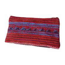Load image into Gallery viewer, Red handmade makeup pouch or stationery case from Laos