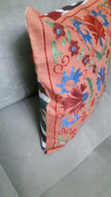Load image into Gallery viewer, Suzani hand-embroidered cushion cover with Ikat fabric at the back
