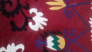 Vintage hand-embroidered Suzani with patchwork from Uzbekistan 【One and only item!】