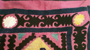 Vintage hand-embroidered silk Suzani from Uzbekistan 【One and only item!】