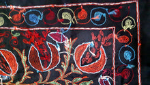 Load image into Gallery viewer, Suzani hand-embroidered silk fabric - black