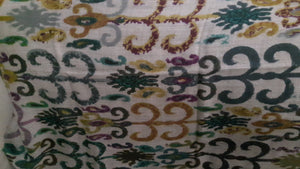Handmade camel wool textile with prints - multi-color