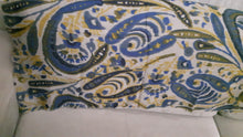 画像をギャラリービューアに読み込む, Handmade camel wool textile with prints - blue &amp; yellow
