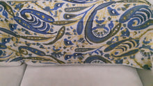 Load image into Gallery viewer, Handmade camel wool textile with prints - blue &amp; yellow