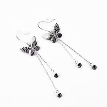 Load image into Gallery viewer, Silver butterfly-shaped earrings from Uzbekistan