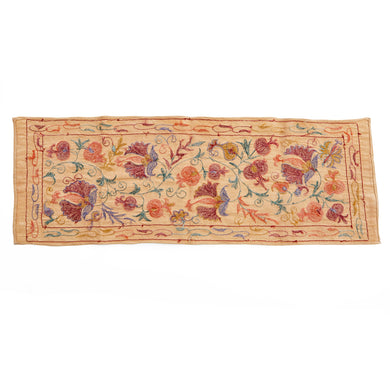 Suzani hand-embroidered fabric - apricot